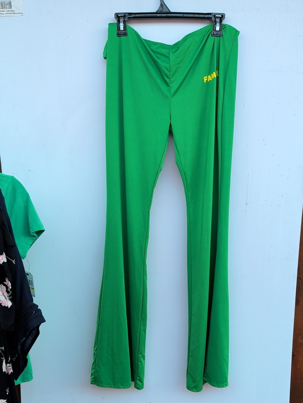 Fashion Nova bright green flared pants with a high waist, XL